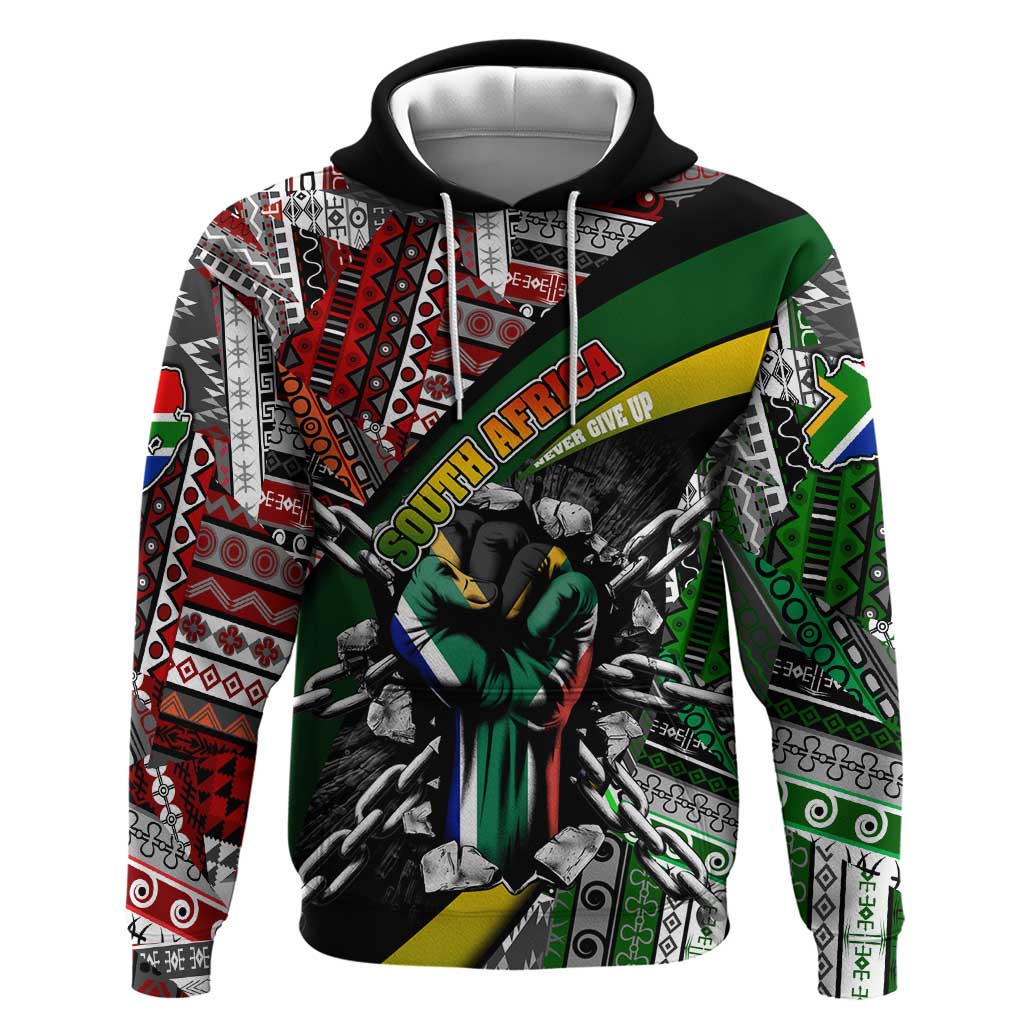 South Africa Never Give Up Hoodie SA Fist of Freedom DT02