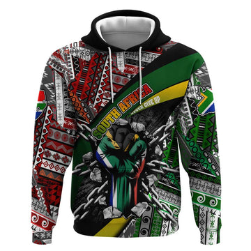 South Africa Never Give Up Hoodie SA Fist of Freedom DT02