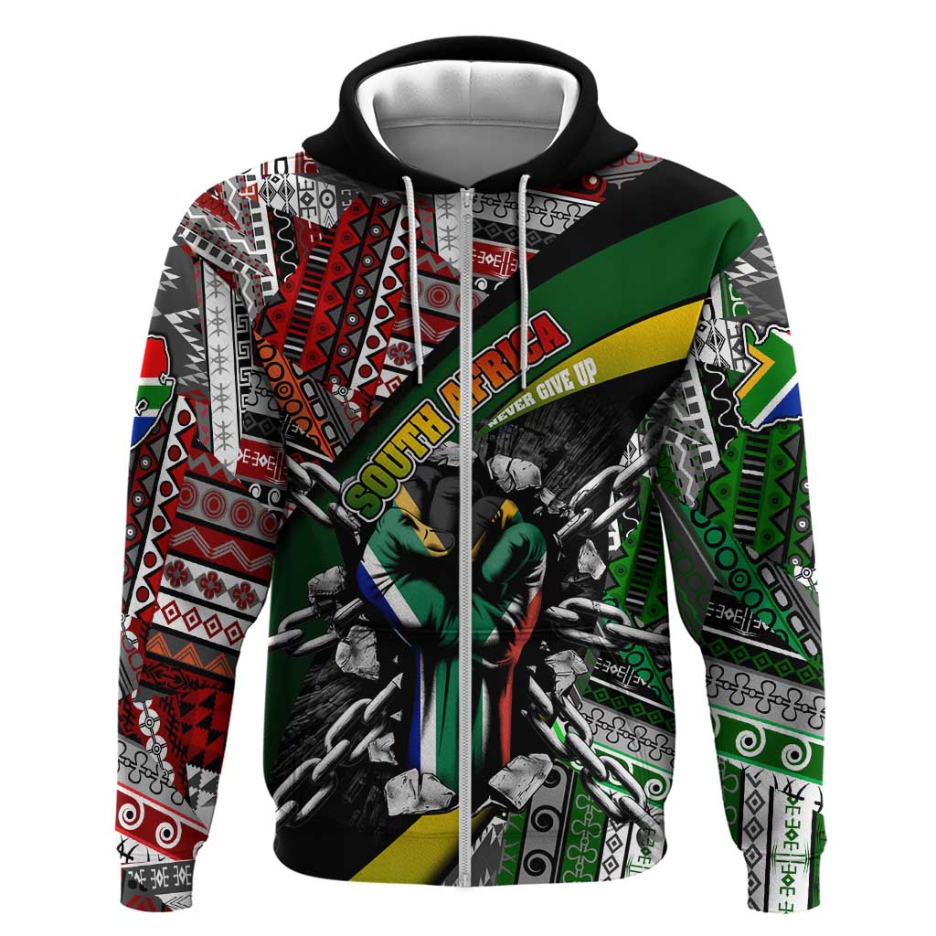 South Africa Never Give Up Hoodie SA Fist of Freedom DT02