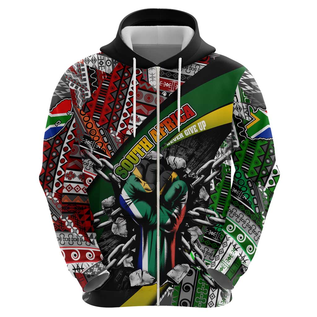 South Africa Never Give Up Hoodie SA Fist of Freedom DT02
