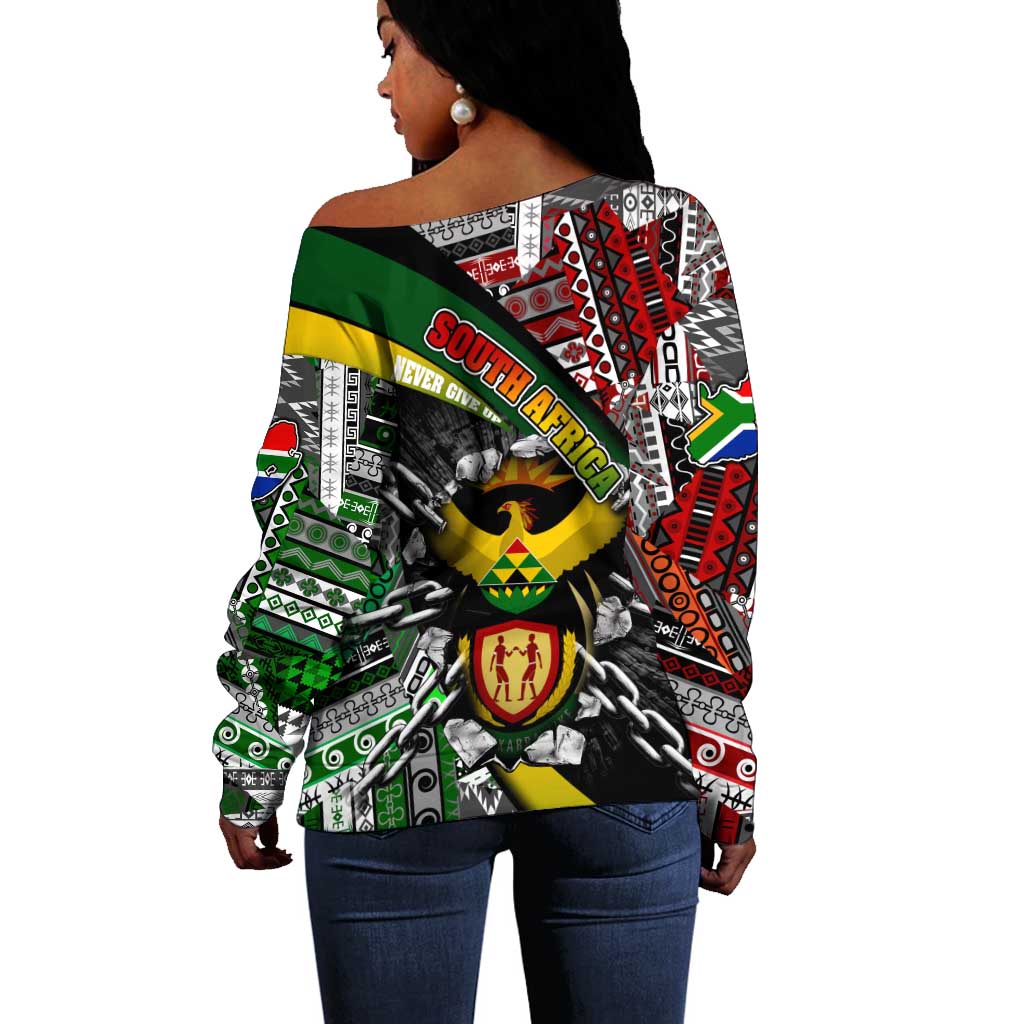 South Africa Fist of Freedom Off Shoulder Sweater Never Give Up DT02