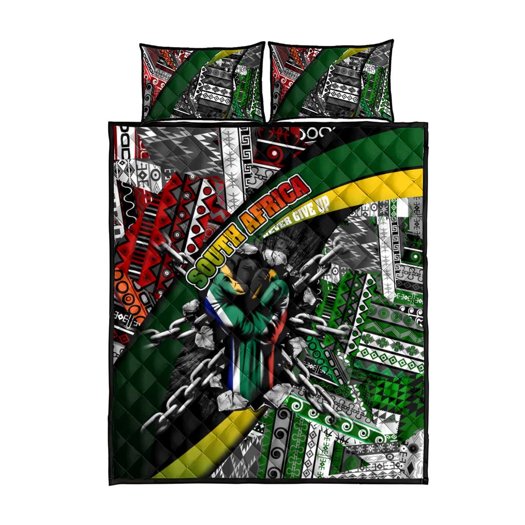 South Africa Fist of Freedom Quilt Bed Set Never Give Up DT02