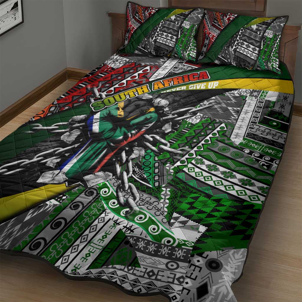 South Africa Fist of Freedom Quilt Bed Set Never Give Up DT02