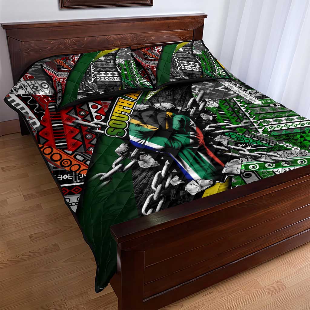 South Africa Fist of Freedom Quilt Bed Set Never Give Up DT02