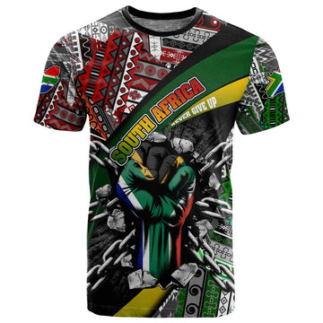 South Africa Fist of Freedom T shirt Never Give Up DT02