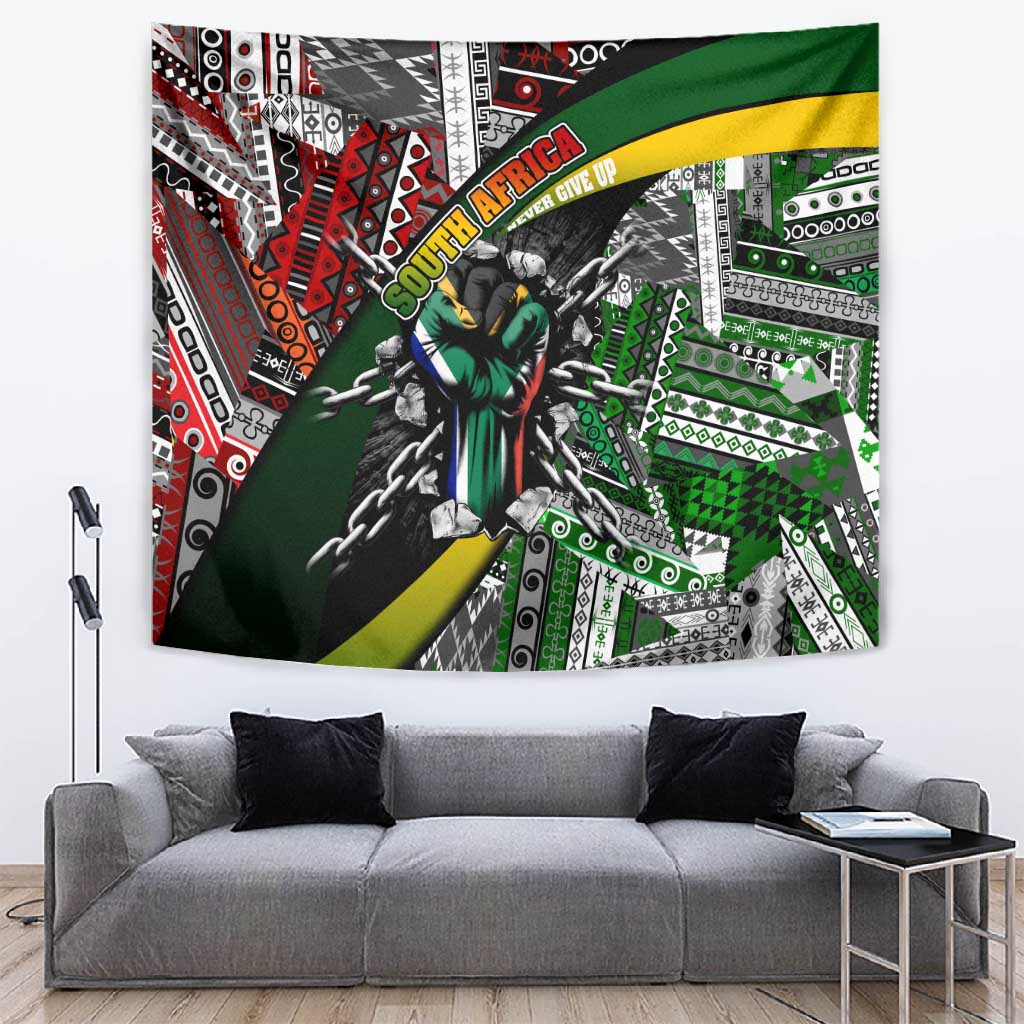 South Africa Fist of Freedom Tapestry Never Give Up DT02