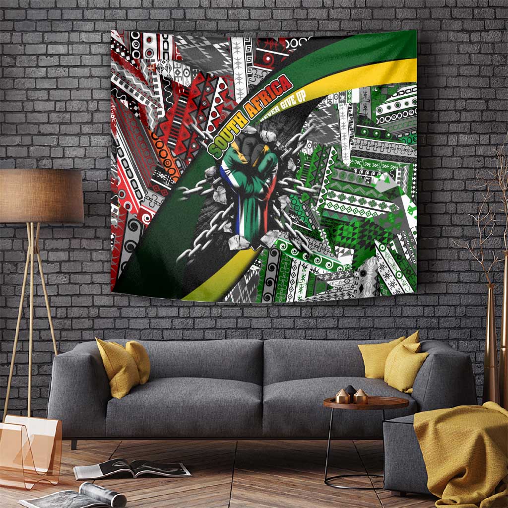 South Africa Fist of Freedom Tapestry Never Give Up DT02
