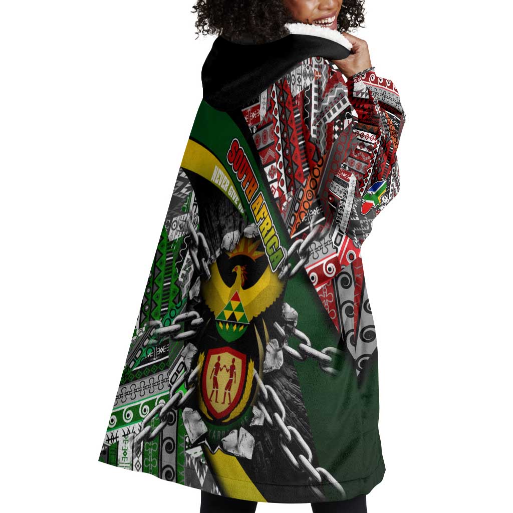 South Africa Fist of Freedom Wearable Blanket Hoodie Never Give Up DT02
