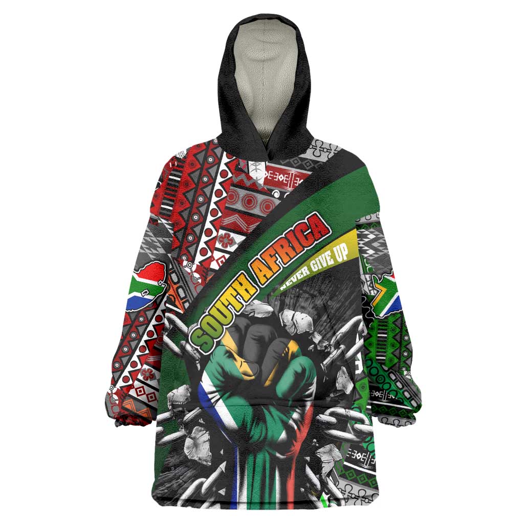 South Africa Fist of Freedom Wearable Blanket Hoodie Never Give Up DT02