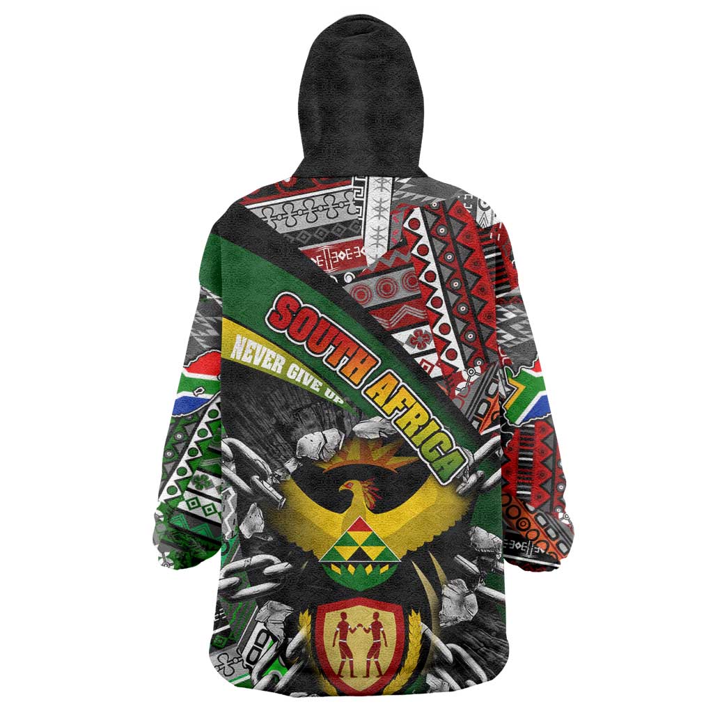 South Africa Fist of Freedom Wearable Blanket Hoodie Never Give Up DT02