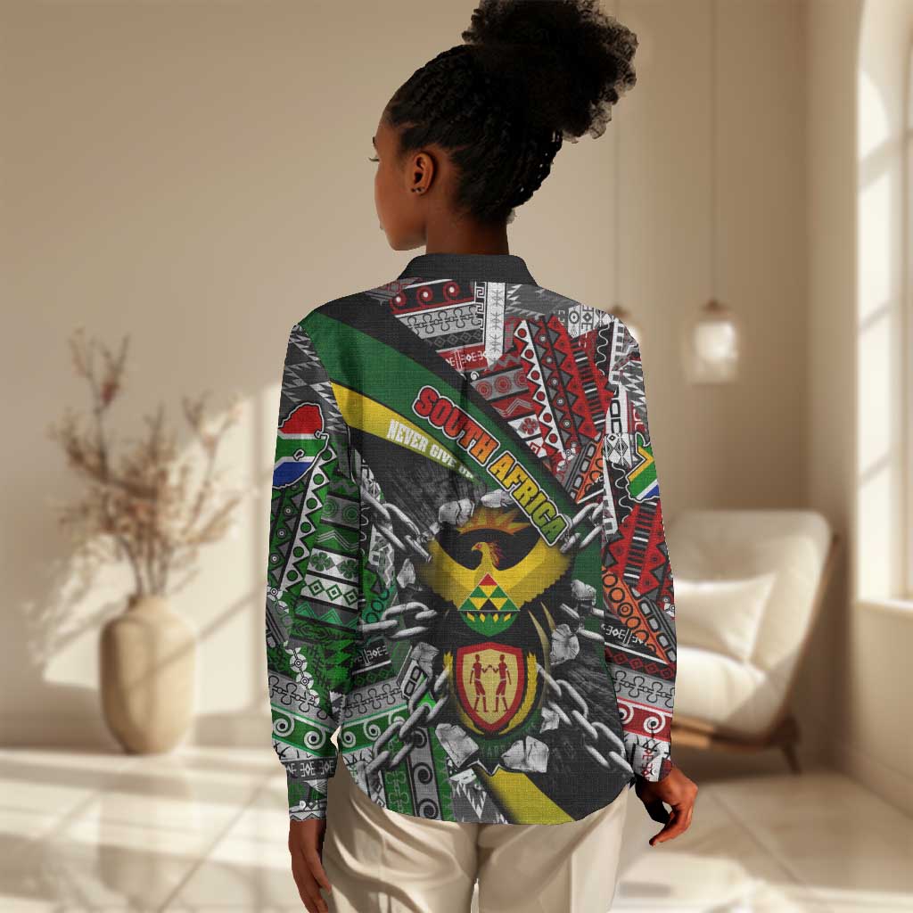 South Africa Fist of Freedom Women Casual Shirt Never Give Up DT02