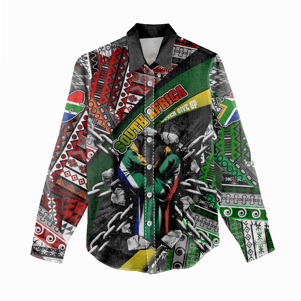 South Africa Fist of Freedom Women Casual Shirt Never Give Up DT02