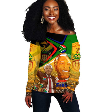 South Africa Heritage Nelson Mandela Off Shoulder Sweater Happy Freedom Day Victory Art DT02