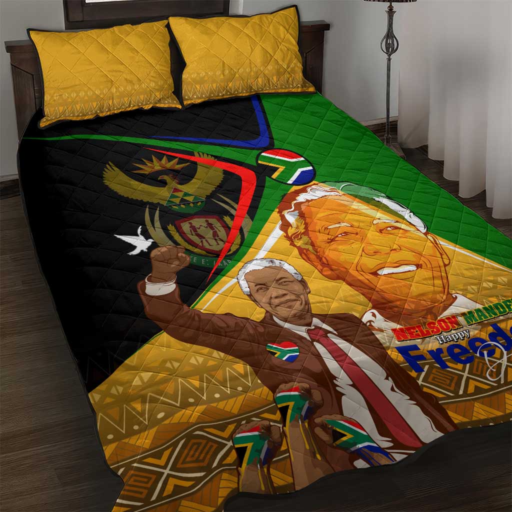 South Africa Heritage Nelson Mandela Quilt Bed Set Happy Freedom Day Victory Art DT02
