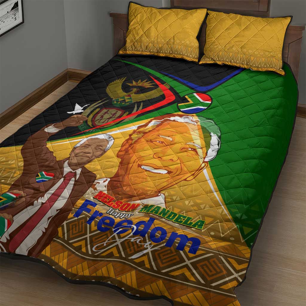 South Africa Heritage Nelson Mandela Quilt Bed Set Happy Freedom Day Victory Art DT02