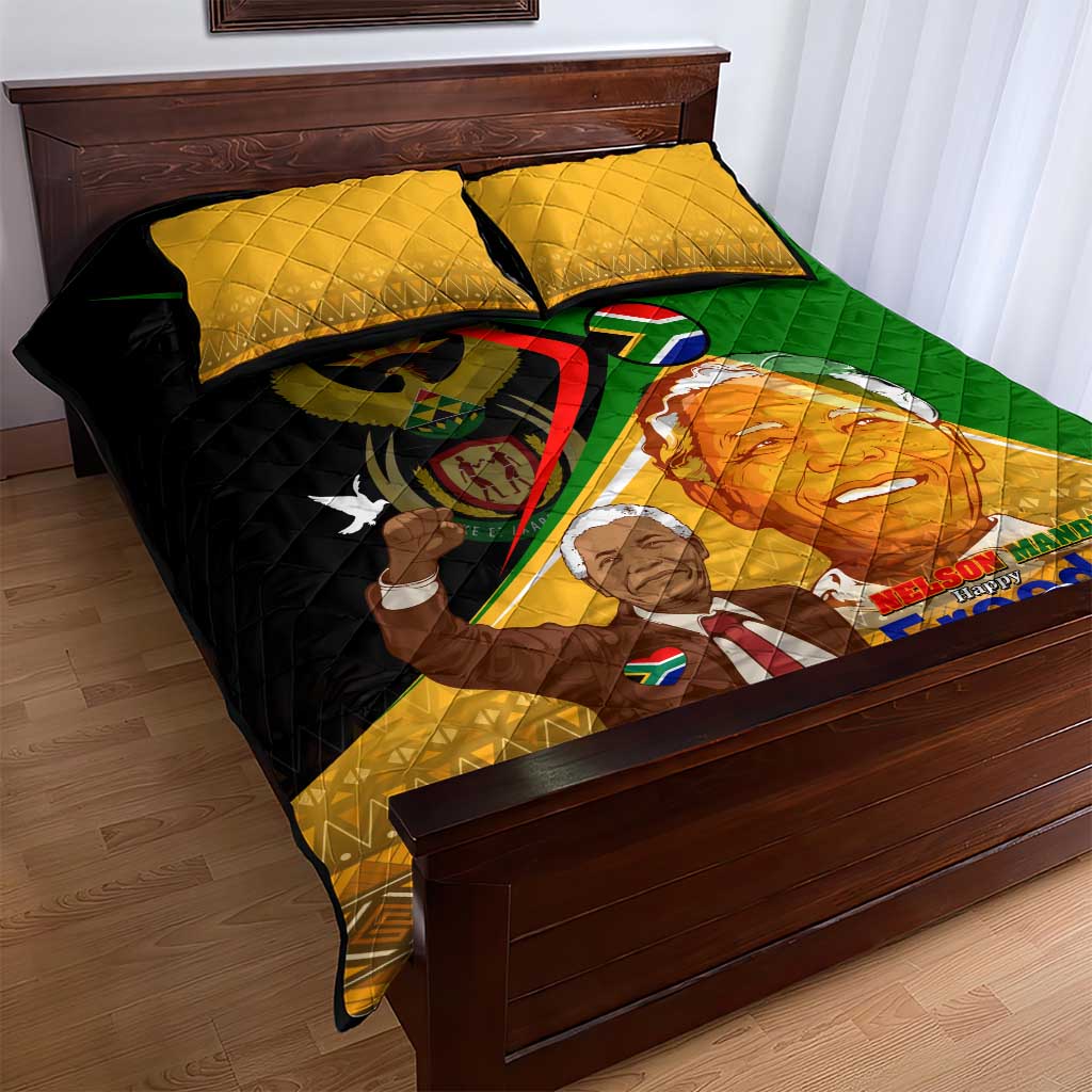 South Africa Heritage Nelson Mandela Quilt Bed Set Happy Freedom Day Victory Art DT02