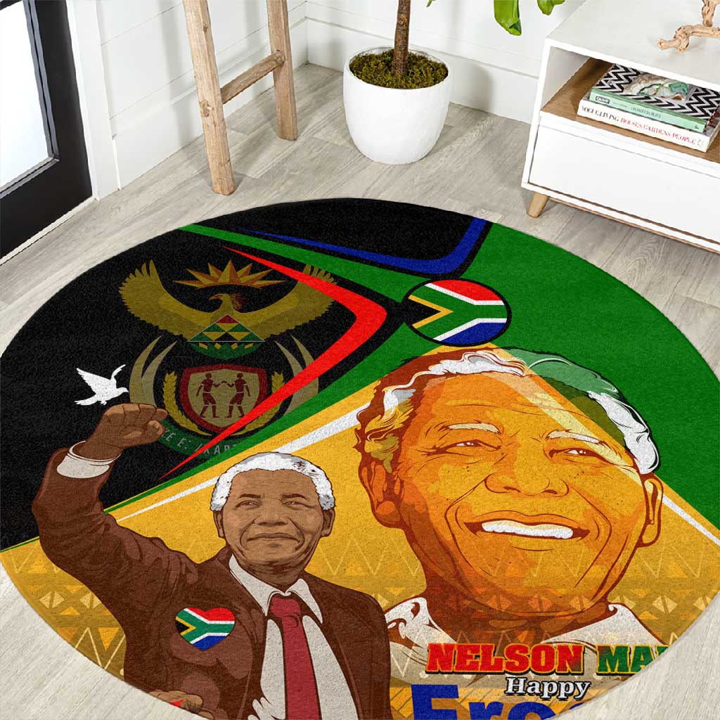 South Africa Heritage Nelson Mandela Round Carpet Happy Freedom Day Victory Art DT02