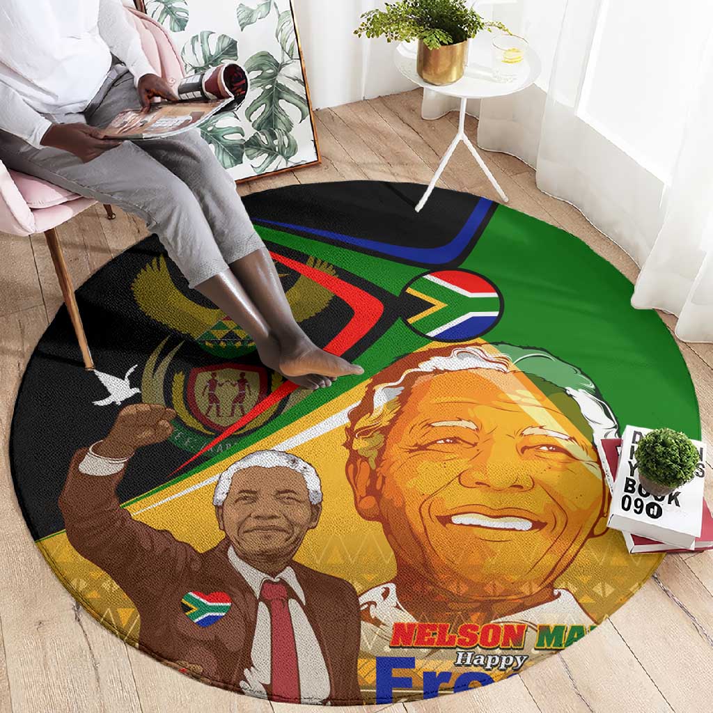 South Africa Heritage Nelson Mandela Round Carpet Happy Freedom Day Victory Art DT02