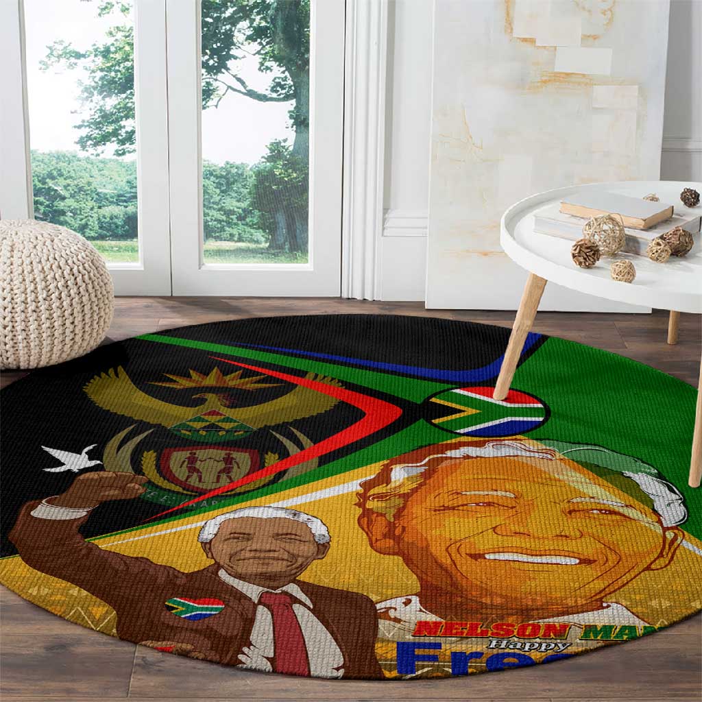 South Africa Heritage Nelson Mandela Round Carpet Happy Freedom Day Victory Art DT02