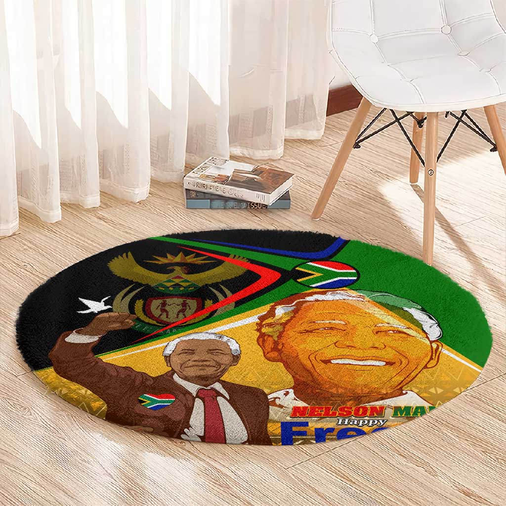 South Africa Heritage Nelson Mandela Round Carpet Happy Freedom Day Victory Art DT02