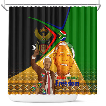 Nelson Mandela Happy Freedom Day Shower Curtain South Africa Heritage Victory Art DT02