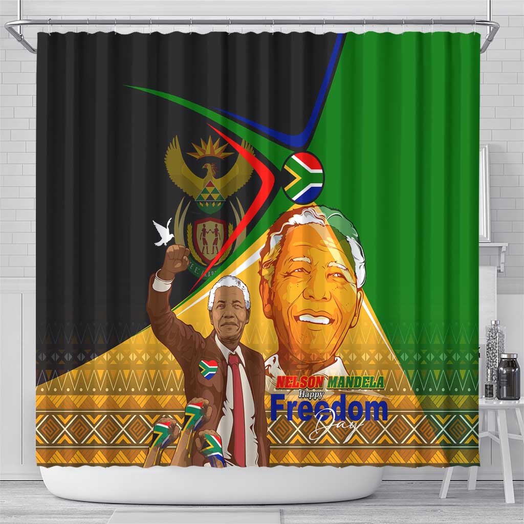 Nelson Mandela Happy Freedom Day Shower Curtain South Africa Heritage Victory Art DT02