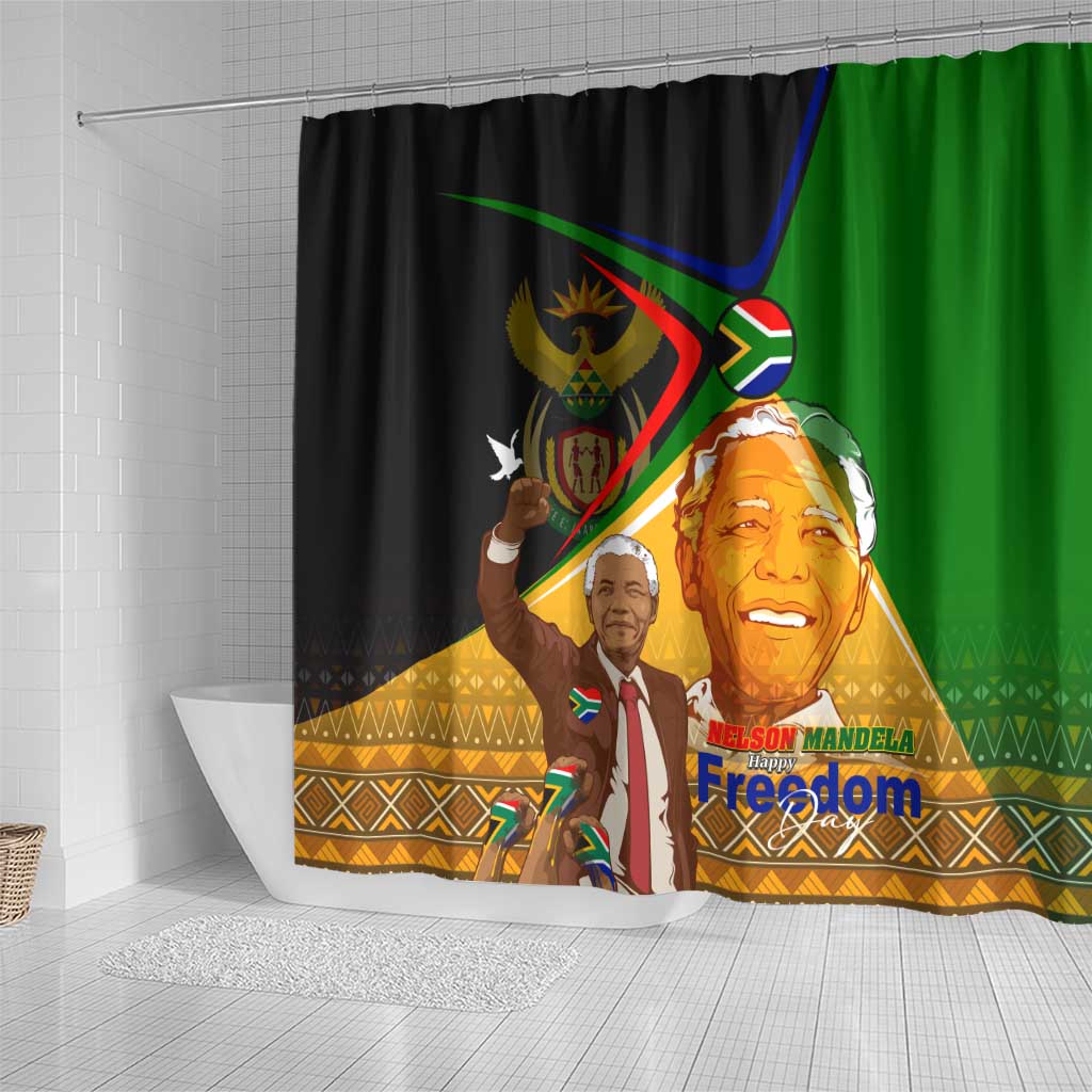 Nelson Mandela Happy Freedom Day Shower Curtain South Africa Heritage Victory Art DT02