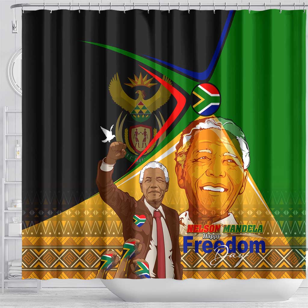 Nelson Mandela Happy Freedom Day Shower Curtain South Africa Heritage Victory Art DT02