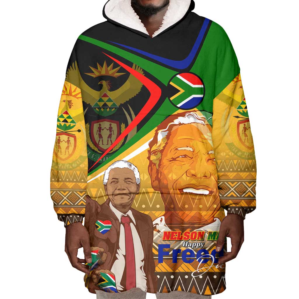 South Africa Heritage Nelson Mandela Wearable Blanket Hoodie Happy Freedom Day Victory Art DT02