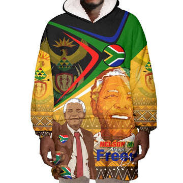 South Africa Heritage Nelson Mandela Wearable Blanket Hoodie Happy Freedom Day Victory Art DT02