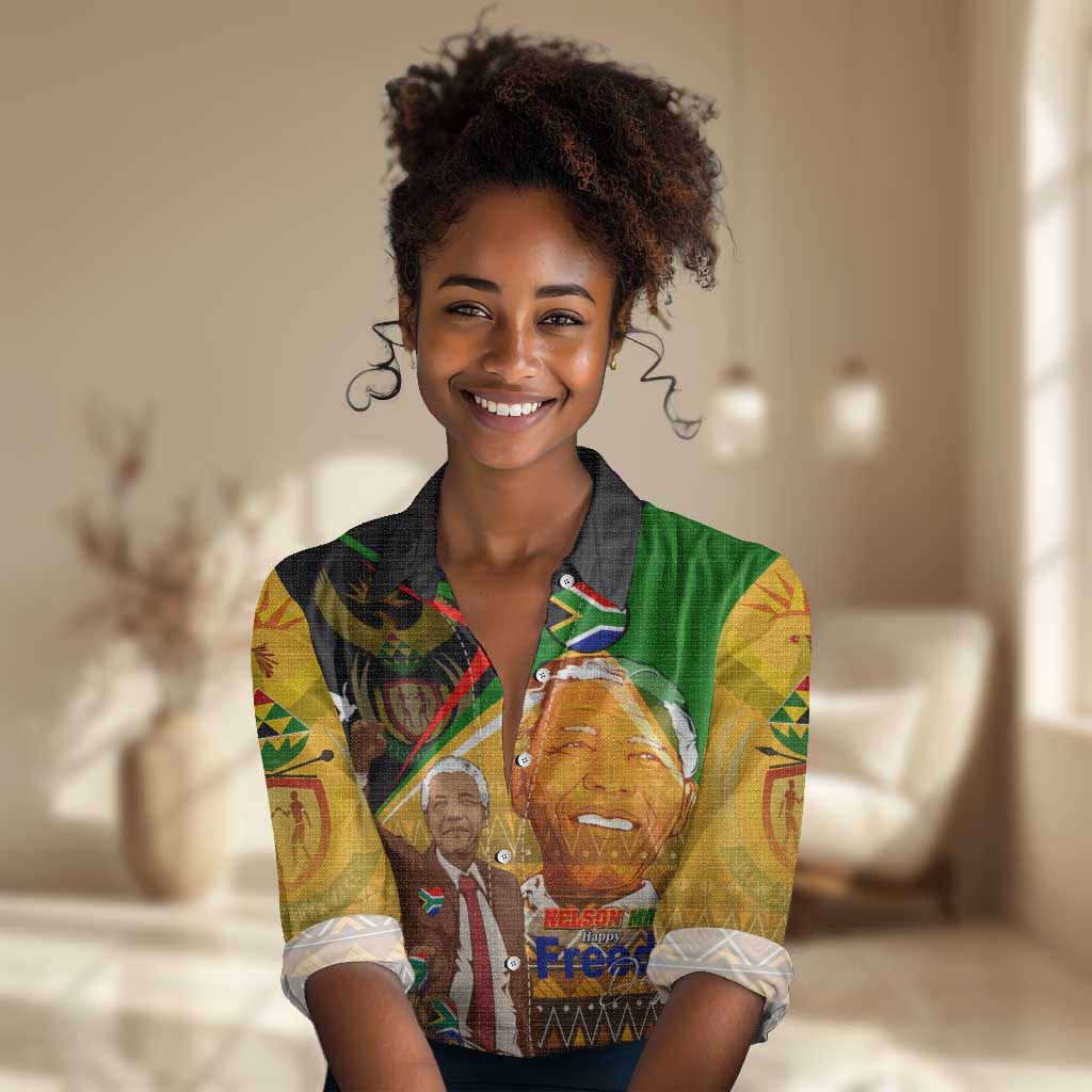 South Africa Heritage Nelson Mandela Women Casual Shirt Happy Freedom Day Victory Art DT02