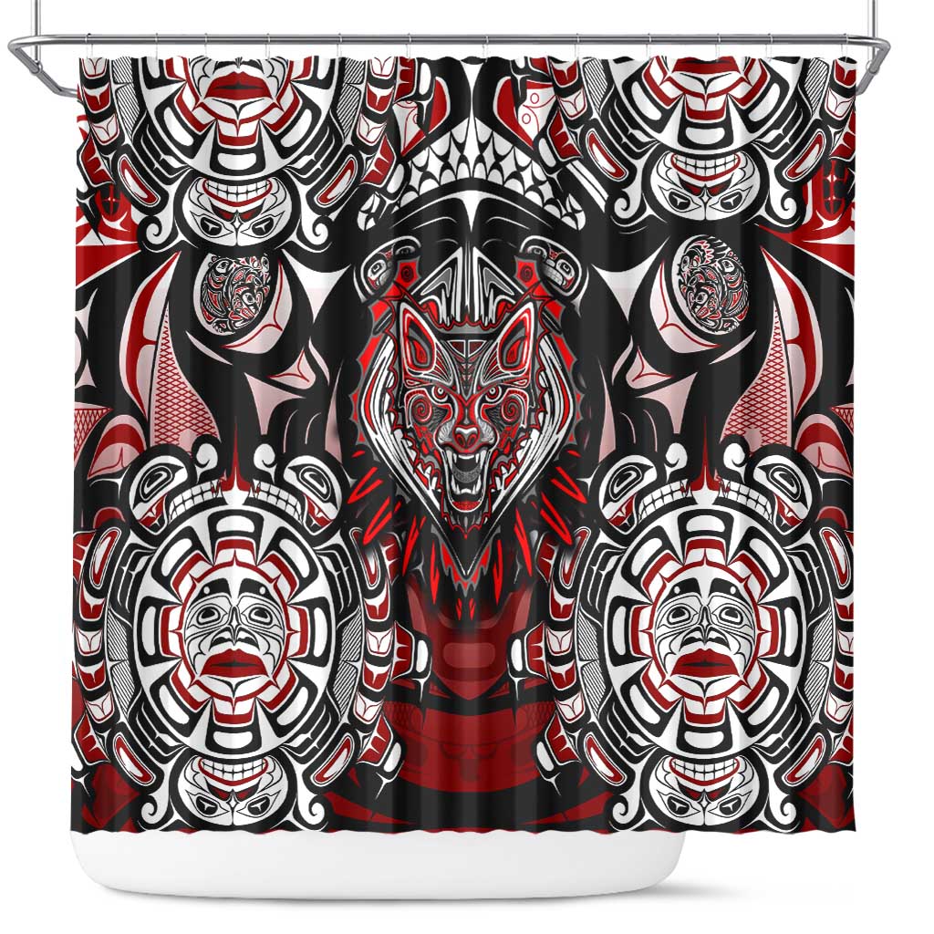 Haida Wolf Shower Curtain Canada Indigenous Art DT02
