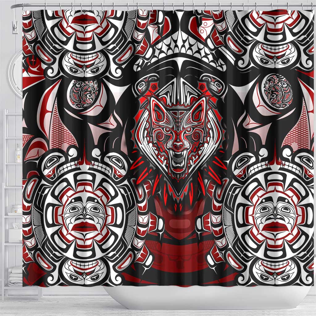 Haida Wolf Shower Curtain Canada Indigenous Art DT02