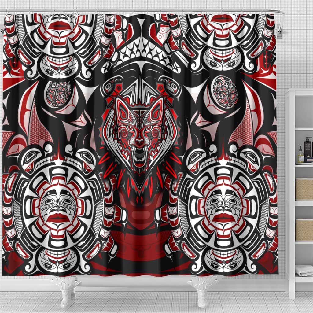 Haida Wolf Shower Curtain Canada Indigenous Art DT02