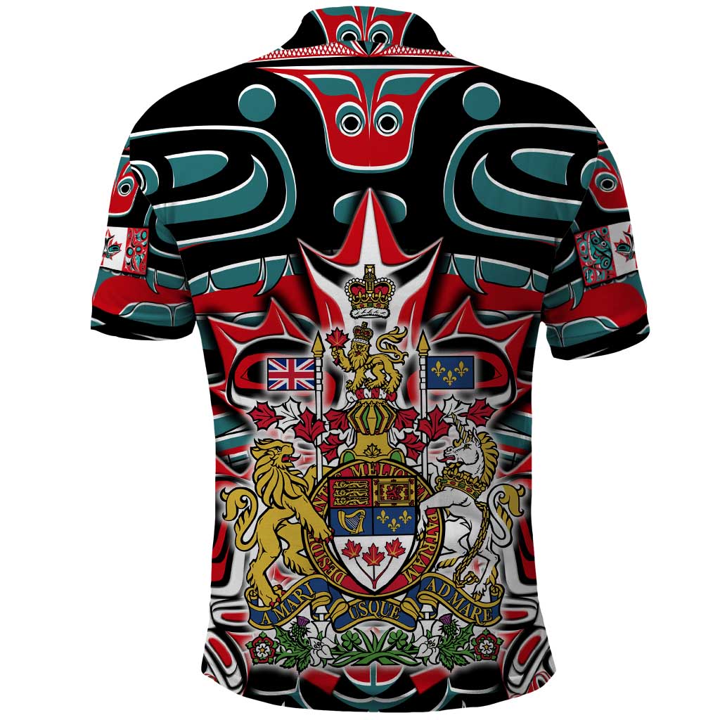 Canada Coat of Arms Haida Polo Shirt Maple Leaf Flag Indigenous Art DT02