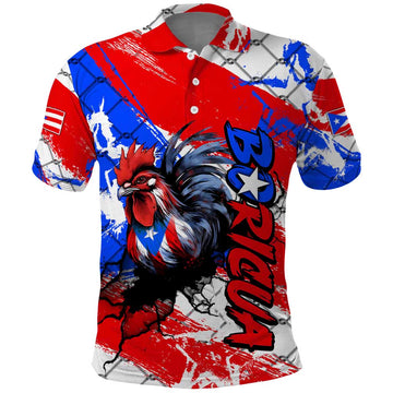 Boricua Pride Rooster Flag Puerto Rico Polo Shirt DT02