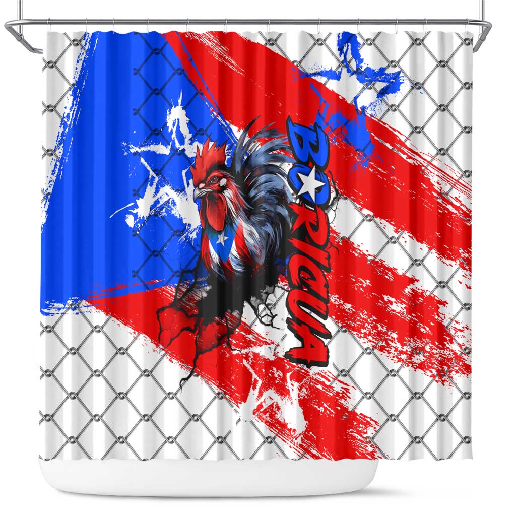 Boricua Pride Rooster Flag Puerto Rico Shower Curtain DT02