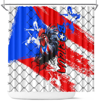 Boricua Pride Rooster Flag Puerto Rico Shower Curtain DT02