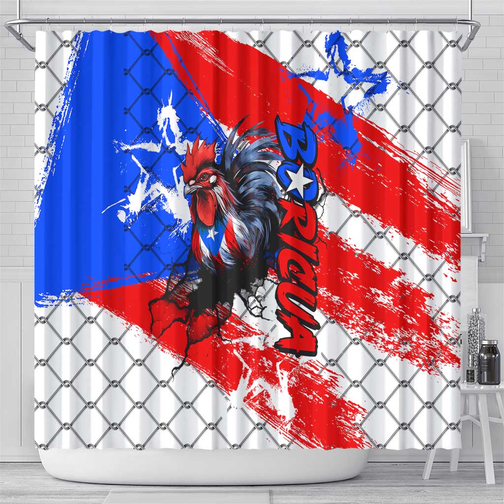Boricua Pride Rooster Flag Puerto Rico Shower Curtain DT02
