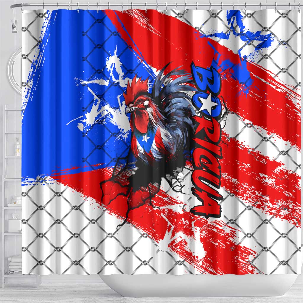 Boricua Pride Rooster Flag Puerto Rico Shower Curtain DT02