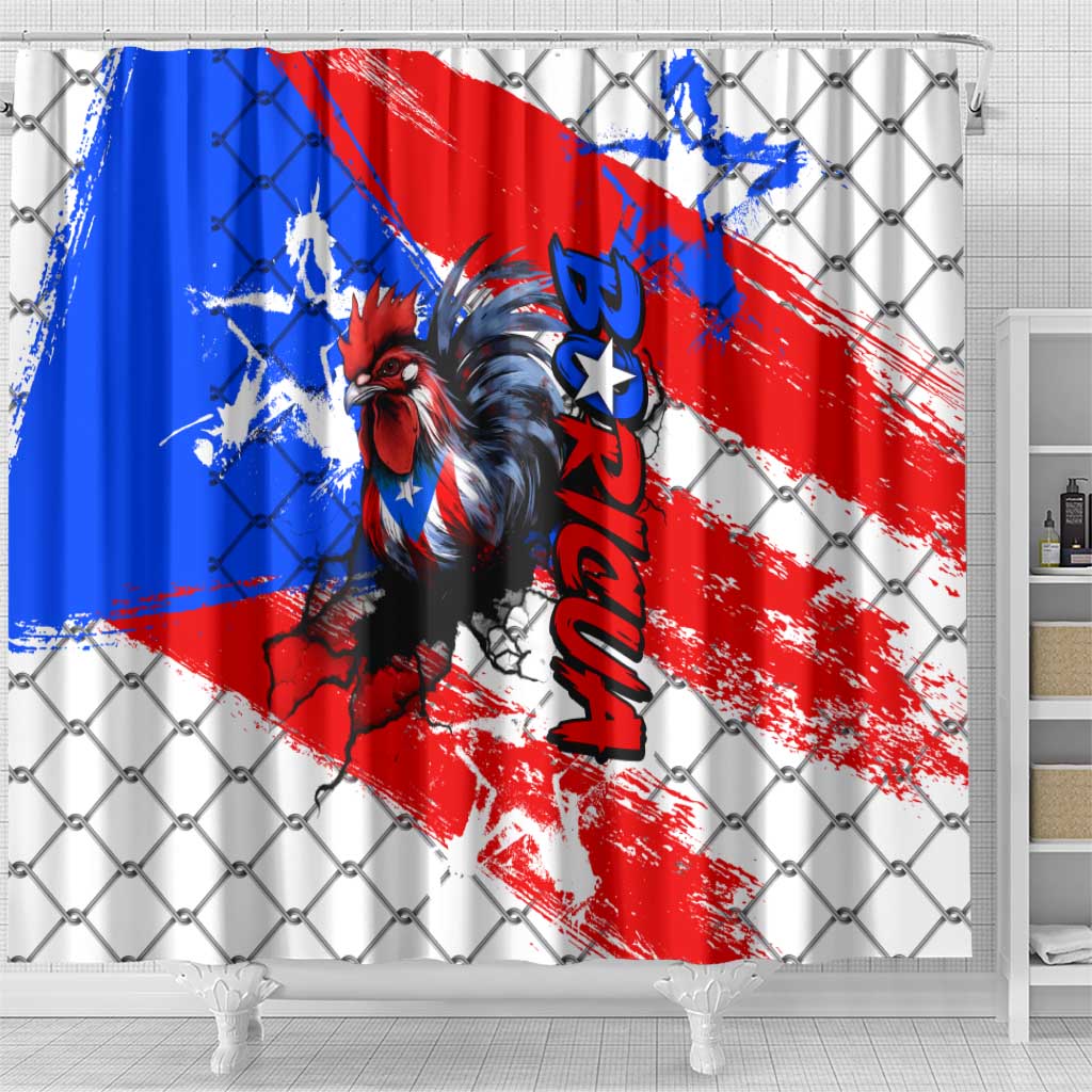 Boricua Pride Rooster Flag Puerto Rico Shower Curtain DT02