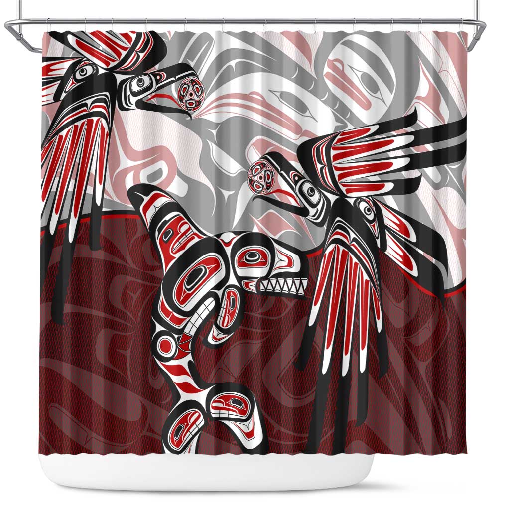 Haida Orca and Eagle Battle Shower Curtain Canada Pacific Northwest Tribal Art DT02