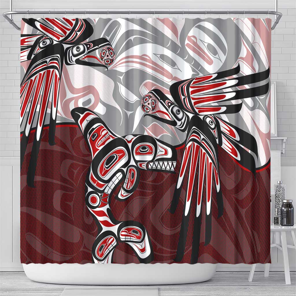 Haida Orca and Eagle Battle Shower Curtain Canada Pacific Northwest Tribal Art DT02