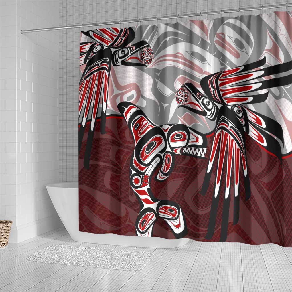 Haida Orca and Eagle Battle Shower Curtain Canada Pacific Northwest Tribal Art DT02