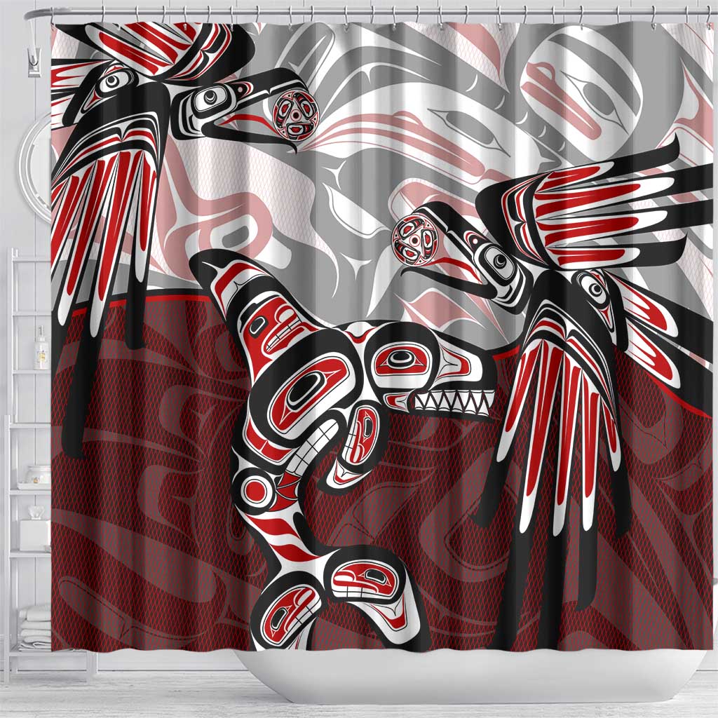 Haida Orca and Eagle Battle Shower Curtain Canada Pacific Northwest Tribal Art DT02