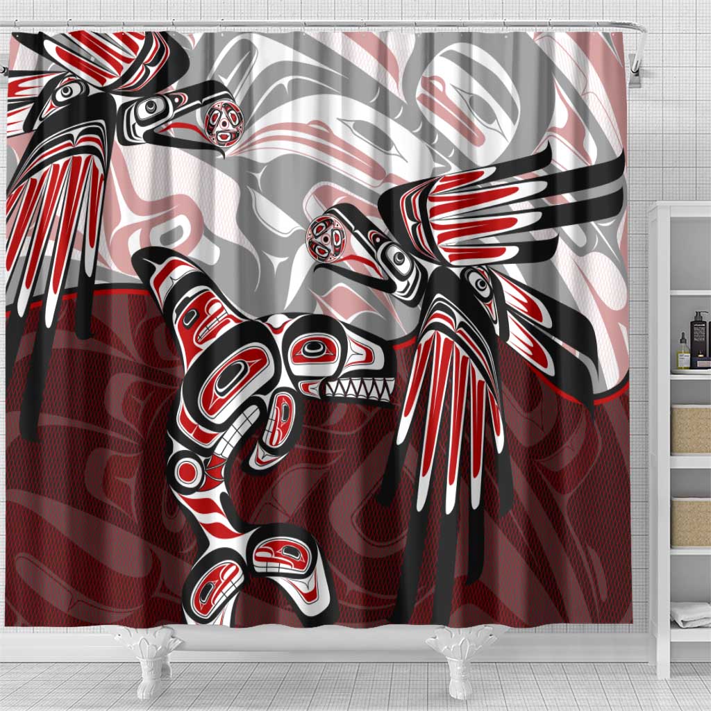 Haida Orca and Eagle Battle Shower Curtain Canada Pacific Northwest Tribal Art DT02