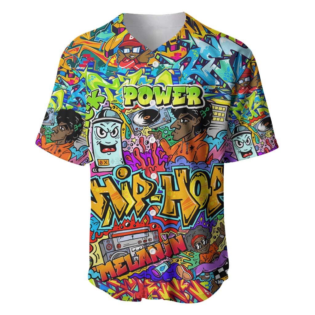Hip Hop Graffiti Art Baseball Jersey Black Power DT02