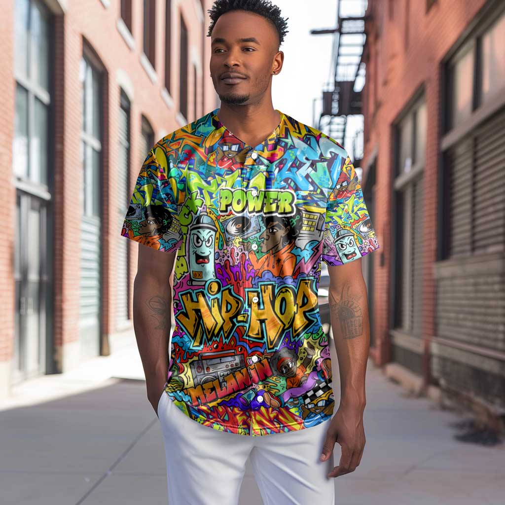 Hip Hop Graffiti Art Baseball Jersey Black Power DT02