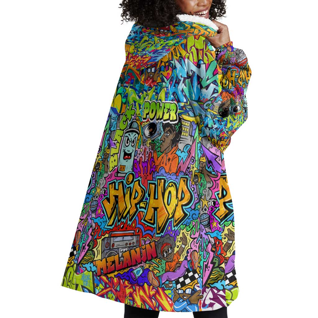 Hip Hop Graffiti Art Wearable Blanket Hoodie Black Power DT02