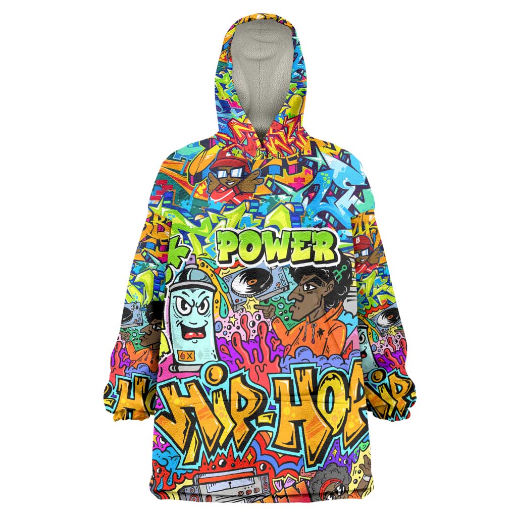 Hip Hop Graffiti Art Wearable Blanket Hoodie Black Power DT02